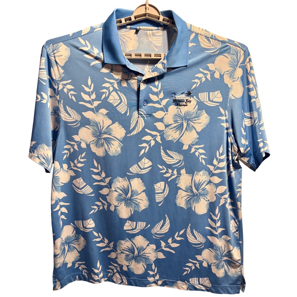 Monterey Club XXL Polo Men Blue Floral Mamala Bay Hawaii  Dry Swing Golf
